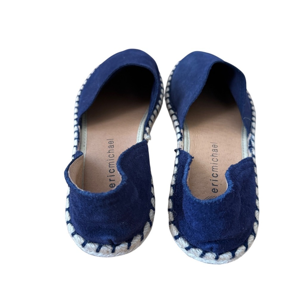 Eric Michael Espadrille Flats Navy Suede Leather Slip On Casual Shoes - Picture 4 of 6